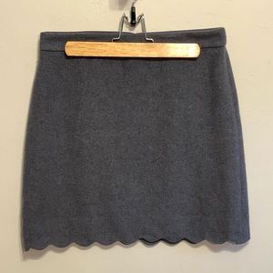 Grey LOFT Wool Scalloped Hem Mini Skirt